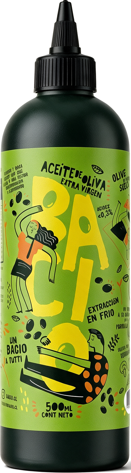Botella squeeze BACIO — Aceite de Oliva Extra Virgen 500ml